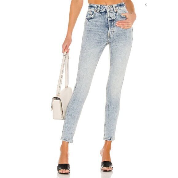 Free People Denim - Free People We The Free Zuri Mom Button Fly Jeans Lived In Blue 27 OB1245649